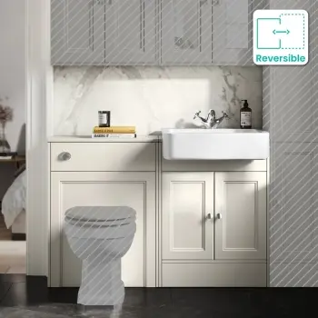 Monaco Chalk White Basin Vanity And Back To Wall Toilet Unit 1200mm