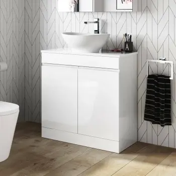 Trent Gloss White Vanity with Oval Counter Top Basin 800mm