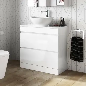 Trent Gloss White Vanity Drawer with Oval Counter Top Basin 800mm