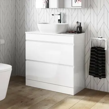 Trent Gloss White Vanity Drawer with Curved Counter Top Basin 800mm