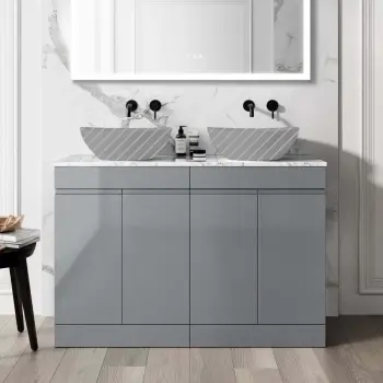 Trent Stone Grey Cabinet with Marble Top 1200mm - Excludes Counter Top Basins