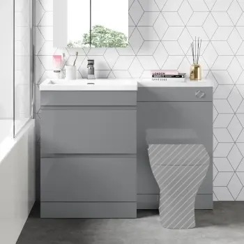 Trent Stone Grey Basin Vanity Drawer and Back To Wall Unit 1100mm - Left Handed