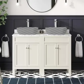 Bermuda Chalk White Cabinet with Marble Top 1200mm - Excludes Counter Top Basin