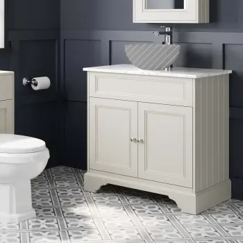Lucia Chalk White Cabinet with Marble Top 840mm - Excludes Counter Top Basin