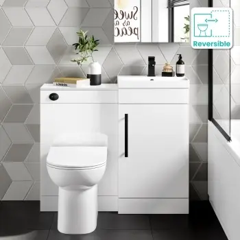 Avon Gloss White Combination Vanity Basin and Aruba Toilet 950mm - Black Accents
