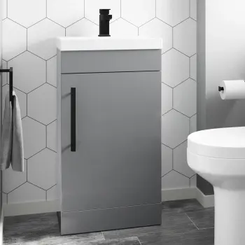 Avon Stone Grey Basin Vanity 450mm - Black Accents