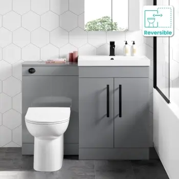 Avon Stone Grey Combination Vanity Basin and Aruba Toilet 1100mm - Black Accents