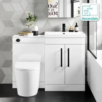Avon Gloss White Combination Vanity Basin and Boston Toilet 1100mm - Black Accents