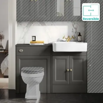 Monaco Graphite Grey Basin Vanity and Toilet Unit 1200mm (No Pan & Cistern) - Brushed Brass Accents