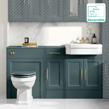 Monaco Midnight Green Vanity Traditional Basin and Hudson Toilet 1500mm - Knurled Handles