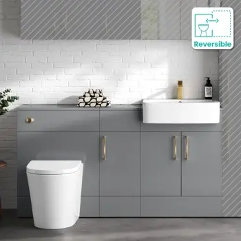 Harper Stone Grey Combination Vanity Basin and Boston Toilet 1500mm - Brushed Brass Accents