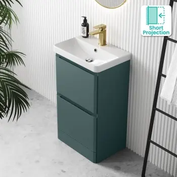 Corsica Midnight Green Slimline Basin Drawer Vanity 500mm
