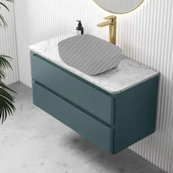 Corsica Midnight Green Drawer Vanity with Marble Top 1000mm - Excludes Counter Top Basin