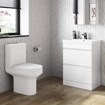 Trent Gloss White Basin Drawer Vanity 600mm and Toilet Set