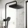 Kinsale Matt Black Square Thermostatic Bath Filler Shower Set