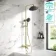 Derry Brushed Brass Round Shower with Bath Filler