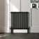 Athens Matt Black Double Column Horizontal Traditional Radiator 750x785mm