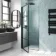 Toulon Matt Black Grid Easy Clean 6mm Pivot Shower Door 900mm