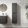 Crete Fluted Charcoal Elm Wall Hung Tall Cabinet 1400x350mm