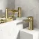 Soar Brushed Brass Basin & Shower Bath Mixer Tap Set