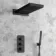Galway Premium Matt Black Square Thermostatic Waterfall Shower Set & Hand Shower