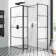 Munich Matt Black Grid 8mm Walk In Shower Enclosure 1100mm & 800mm Glass with Pivotal Return Panel