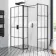 Munich Matt Black Grid 8mm Walk In Shower Enclosure 1100mm & 800mm Glass with Pivotal Return Panel