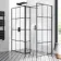 Munich Matt Black Grid 8mm Walk In Shower Enclosure 1100mm & 900mm Glass with Pivotal Return Panel