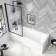 Hereford 1800x800 Square Shower Bath & 6mm Easy Clean Matt Black Framed Bath Screen