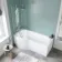 P Shaped 1700 Shower Bath with Front Panel & 4mm Screen with Rail - Left Handed