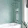 P Shaped 1700 Shower Bath with Front Panel & 4mm Screen with Rail - Right Handed