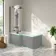 Brixton L Shaped 1500 Shower Bath & 6mm Easy Clean Matt Black Folding Bath Screen - Left Handed