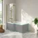 Brixton L Shaped 1500 Shower Bath & 6mm Easy Clean Brushed Brass Folding Bath Screen - Left Handed