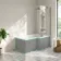Brixton L Shaped 1500 Shower Bath & 6mm Easy Clean Brushed Gunmetal Folding Bath Screen - Right
