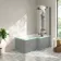 Brixton L Shaped 1600 Shower Bath & 6mm Easy Clean Matt Black Folding Bath Screen - Right Handed