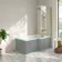 Brixton L Shaped 1600 Shower Bath & 6mm Easy Clean Brushed Brass Folding Bath Screen - Right Handed