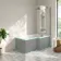 Brixton L Shaped 1600 Shower Bath & 6mm Easy Clean Brushed Gunmetal Folding Bath Screen - Right