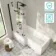 Brixton L Shaped 1700 Shower Bath & 6mm Easy Clean Matt Black Folding Bath Screen - Left Handed