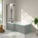 Brixton L Shaped 1700 Shower Bath & 6mm Easy Clean Matt Black Folding Bath Screen - Left Handed