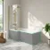 Brixton L Shaped 1700 Shower Bath & 6mm Easy Clean Brushed Brass Folding Bath Screen - Left Handed