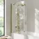 Brixton L Shaped 1700 Shower Bath & 6mm Easy Clean Brushed Brass Folding Bath Screen - Left Handed