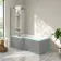 Brixton L Shaped 1700 Shower Bath & 6mm Easy Clean Brushed Gunmetal Folding Bath Screen - Left