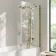 Brixton L Shaped 1700 Shower Bath & 6mm Easy Clean Brushed Brass Folding Bath Screen - Right Handed