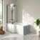 Brixton L Shaped 1500 Shower Bath with Front Panel & 6mm Matt Black Folding Bath Screen - Left