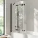 Brixton L Shaped 1500 Shower Bath with Front Panel & 6mm Matt Black Folding Bath Screen - Left