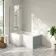 Brixton L Shaped 1600 Shower Bath with Front Panel & 6mm Chrome Folding Bath Screen - Left