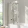 Brixton L Shaped 1600 Shower Bath with Front Panel & 6mm Gunmetal Folding Bath Screen - Left