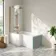 Brixton L Shaped 1600 Shower Bath with Front Panel & 6mm Brushed Copper Folding Bath Screen - Left