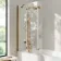 Brixton L Shaped 1600 Shower Bath with Front Panel & 6mm Brushed Copper Folding Bath Screen - Left