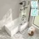 Brixton L Shaped 1600 Shower Bath with Front Panel & 6mm Matt Black Folding Bath Screen - Right